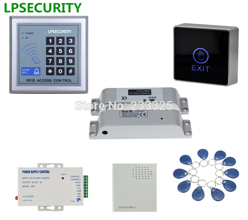 LPSECURITY Keypad Reader Entry Door Lock Access Control Security System kit with PVC 125KHZ card
LPSECURITY Keypad Reader Entry Door Lock Access Control Security System kit with PVC 125KHZ card