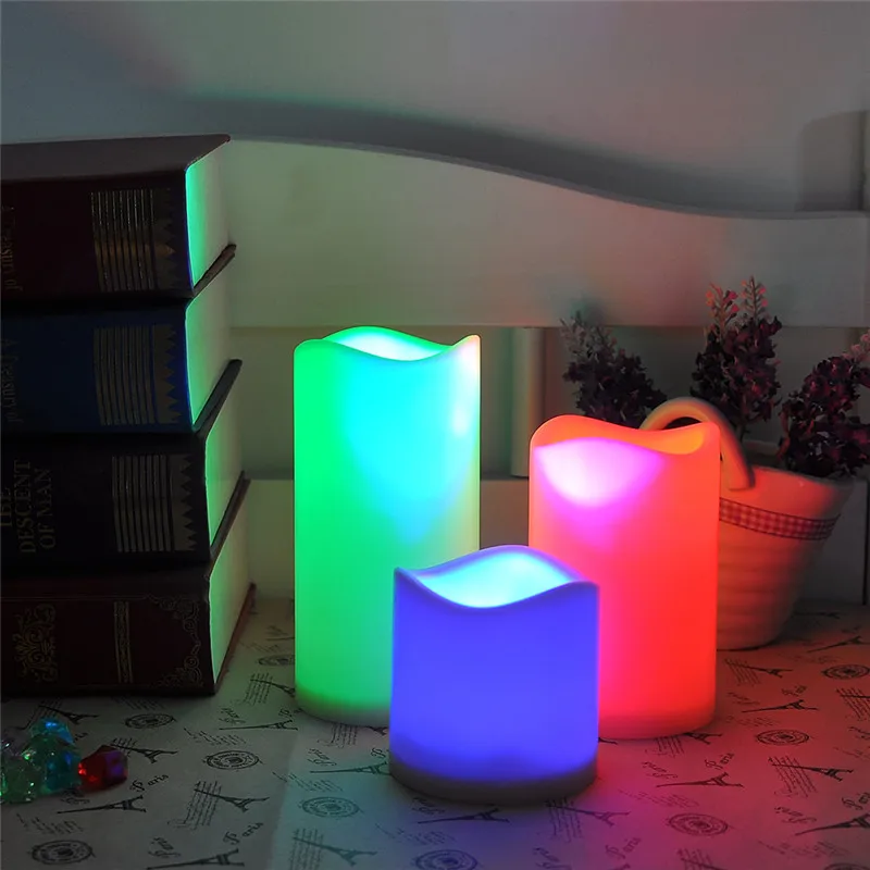 Image 1 Set 3 PCS Color Changing Led Candle Safe For Children Flameless Wax Candles with Timer Remote Control Home Decoration
