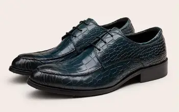 Dress shoes men lace up genuine leather alligator print patchwork plaid smart casual derby shoes dark blue summer single shoes
Dress shoes men lace up genuine leather alligator print patchwork plaid smart casual derby shoes dark blue summer single shoes