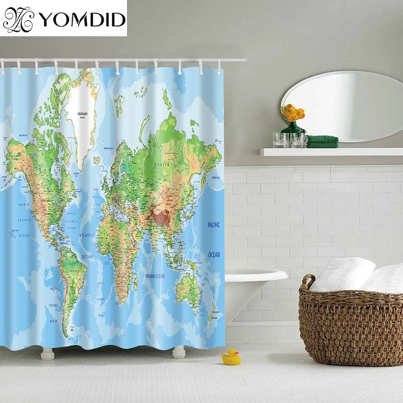 Us 7 92 39 Off Diffe World Map Pattern Shower Curtains Printed Bathroom Wall Hanging Curtain In