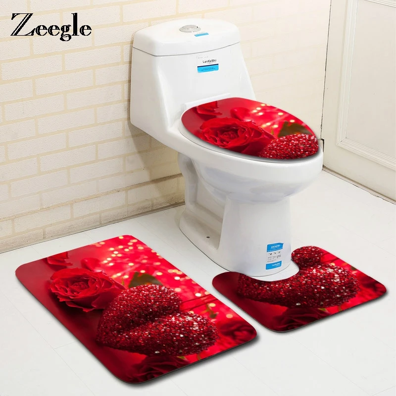 Zeegle 3pcs Bathroom Mat Set Romantic Red Heart Pattern Bath Mat Non-slip Shower Mat Toilet Floor Rugs Pedestal Rug Bath Rug Set
Zeegle 3pcs Bathroom Mat Set Romantic Red Heart Pattern Bath Mat Non-slip Shower Mat Toilet Floor Rugs Pedestal Rug Bath Rug Set