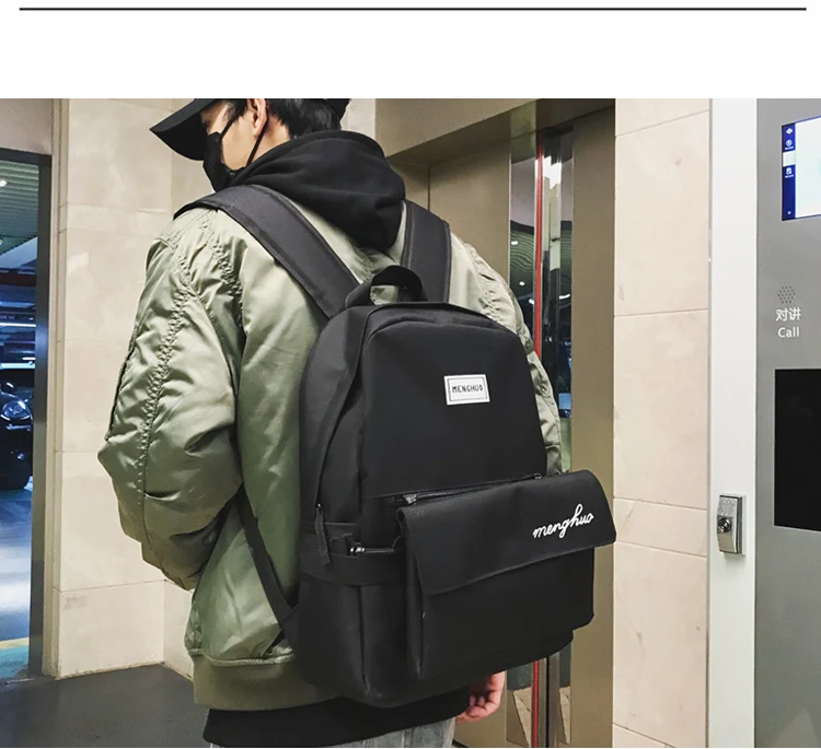 Menghuo 2pcs:set Backpack Bags for Teenager Girls Net Pocket Women School Bag Men Laptop Backpack Travel Bag Rucksack Mochilas_02