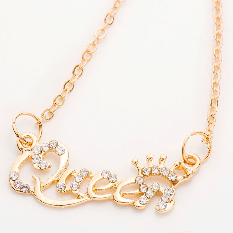 H:HYDE New Gold Color Queen Letter Crystal Crown Pendant Necklace For Women Temperament Fashion Jewelry Valentine's Day Gift
H:HYDE New Gold Color Queen Letter Crystal Crown Pendant Necklace For Women Temperament Fashion Jewelry Valentine's Day Gift