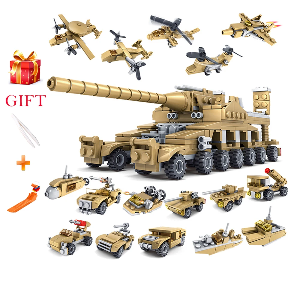 16 in 1 Educational Tank Building Blocks Toys Thunder Fire Tank Assemable Brick Model Gifts Collection Cannon Kids Toy
16 in 1 Educational Tank Building Blocks Toys Thunder Fire Tank Assemable Brick Model Gifts Collection Cannon Kids Toy