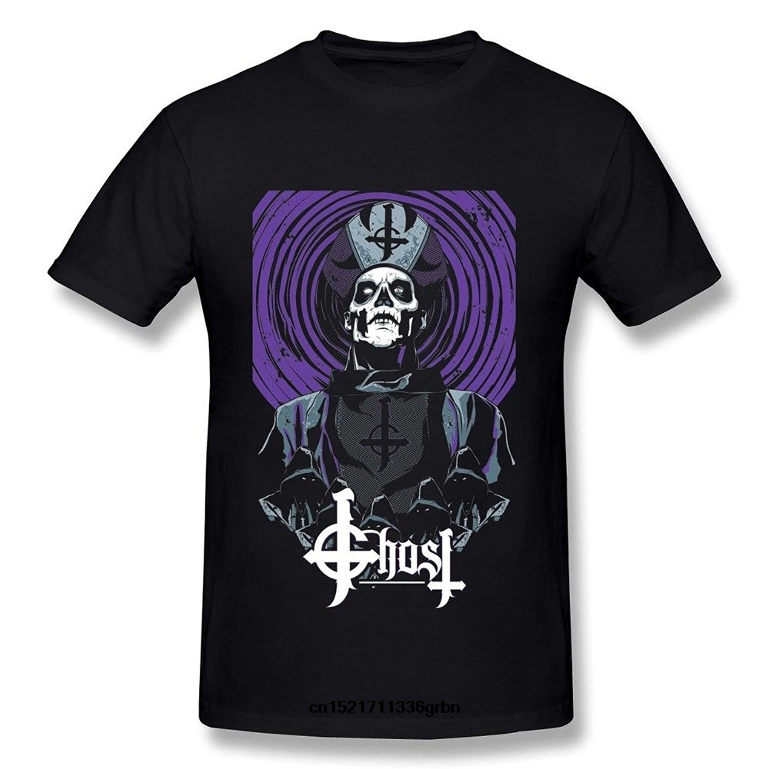 Мужская футболка с надписью Ghost Band Album Poster Logo o-образным вырезом черная летняя