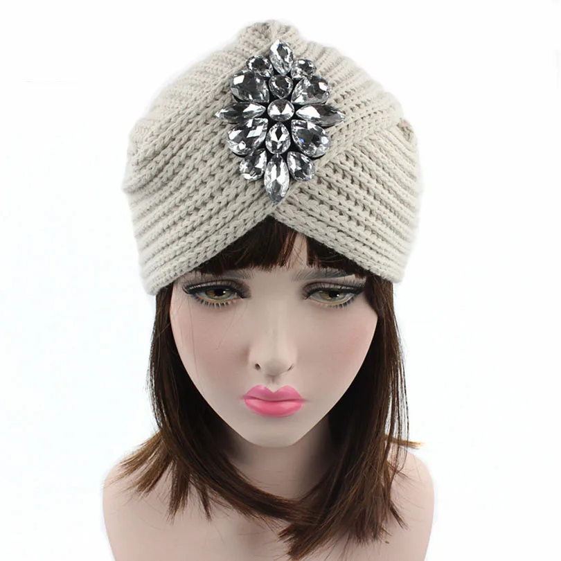 Haimeikang Women Crystal Flower Turban Cap Female Casual Knitting Elastic Rhinestone Beanies Crochet Winter Knitted Hat
Haimeikang Women Crystal Flower Turban Cap Female Casual Knitting Elastic Rhinestone Beanies Crochet Winter Knitted Hat