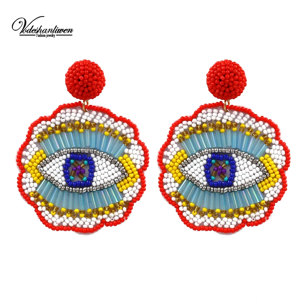 Vodeshanliwen New Handmade Weave Beaded Eyes Big Earrings 2019 Bohemian Ethnic Dangle Earrings For Women Wedding Party Gift
Vodeshanliwen New Handmade Weave Beaded Eyes Big Earrings 2019 Bohemian Ethnic Dangle Earrings For Women Wedding Party Gift