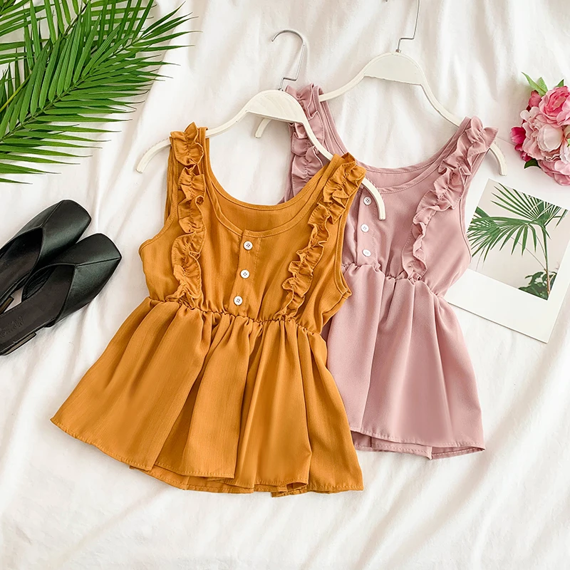 Women Korean Pure Color College Wind Ruffle Sleeveless Thin Casual Shirt Lady Blusas Femininas Elegante F256
Women Korean Pure Color College Wind Ruffle Sleeveless Thin Casual Shirt Lady Blusas Femininas Elegante F256