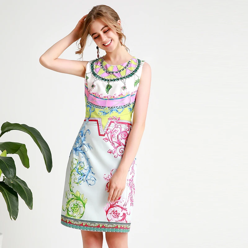 New Fashion 2019 Summer Print Women Dress Pretty O Neck Sleeveless Tank Dresses Lady High Quality
New Fashion 2019 Summer Print Women Dress Pretty O Neck Sleeveless Tank Dresses Lady High Quality