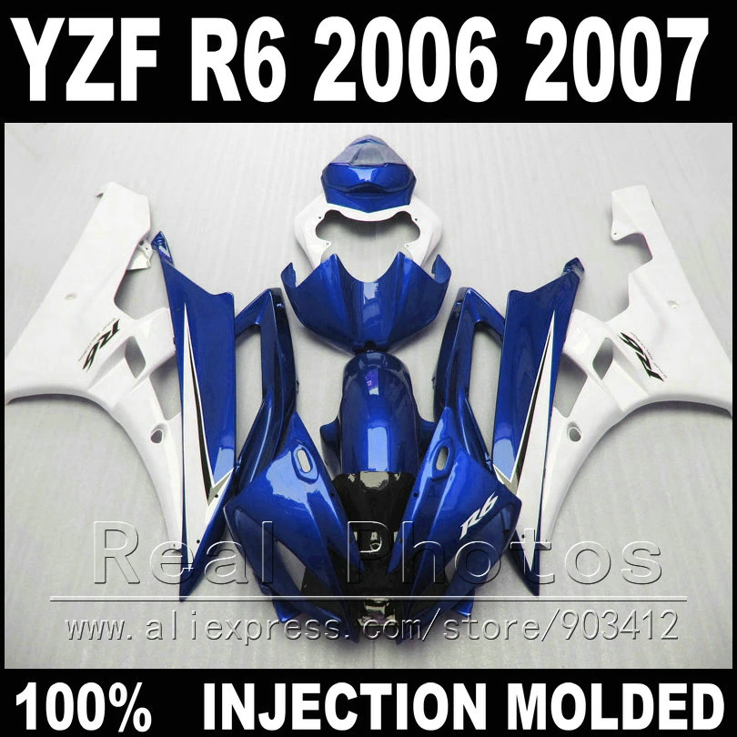 

NEW body kit for YAMAHA R6 fairing kit 2006 2007 Injection molding blue white matt black 2006 2007 YZF R6 fairings