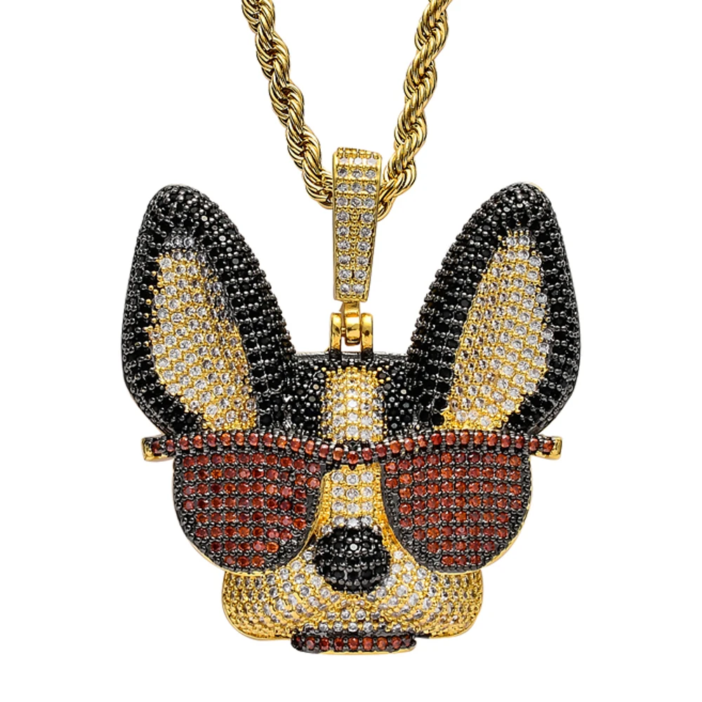 2 Color Brass CZ Heavy Witty dog with glasses Pendants Iced Out Hip Hop Necklace For Men And Women CN137A
2 Color Brass CZ Heavy Witty dog with glasses Pendants Iced Out Hip Hop Necklace For Men And Women CN137A