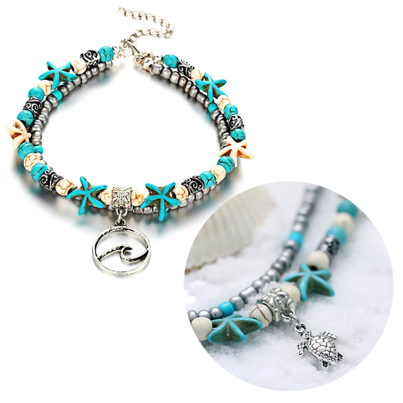 New 2019 Bohemian Starfish Stone Anklets Set For Women Vintage Handmade Wave Anklet Bracelet on Leg Beach Ocean Jewelry
New 2019 Bohemian Starfish Stone Anklets Set For Women Vintage Handmade Wave Anklet Bracelet on Leg Beach Ocean Jewelry