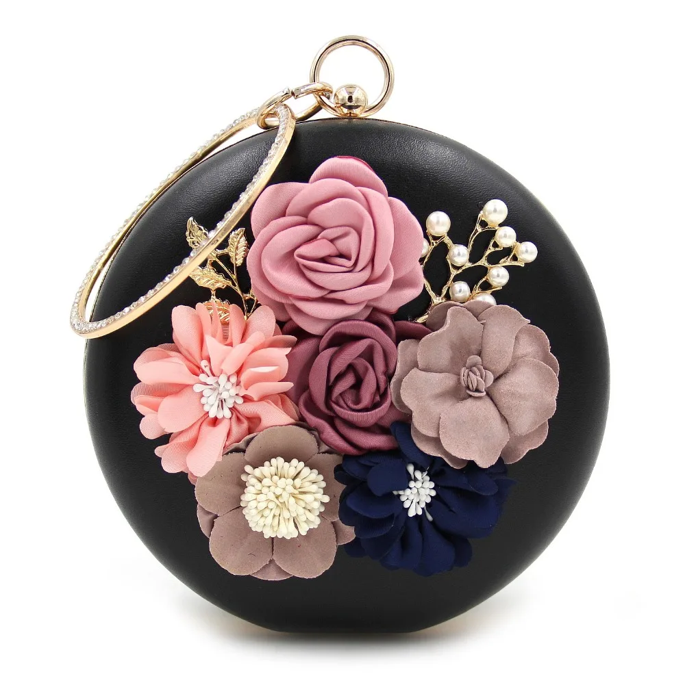 

Xianjian New Arrival Round Shaped Handmade Wedding Flower Decorated Purse Chain Bag Mini Shoulder Bag Gorgeous Flower Girls Bag