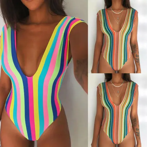 Summer Women One-Piece Suits Rainbow Swimsuit Swimwear Multi-color Rainbow Backless Monokini Bathing Suit Bikini Beachwear
Summer Women One-Piece Suits Rainbow Swimsuit Swimwear Multi-color Rainbow Backless Monokini Bathing Suit Bikini Beachwear