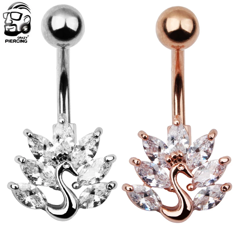 1Pc 316L Stainless Steel Elegant Romance Peacock Zircon Crystal Belly Button Ring Navel Piercing Nombril Ombligo Body Jewelry
1Pc 316L Stainless Steel Elegant Romance Peacock Zircon Crystal Belly Button Ring Navel Piercing Nombril Ombligo Body Jewelry