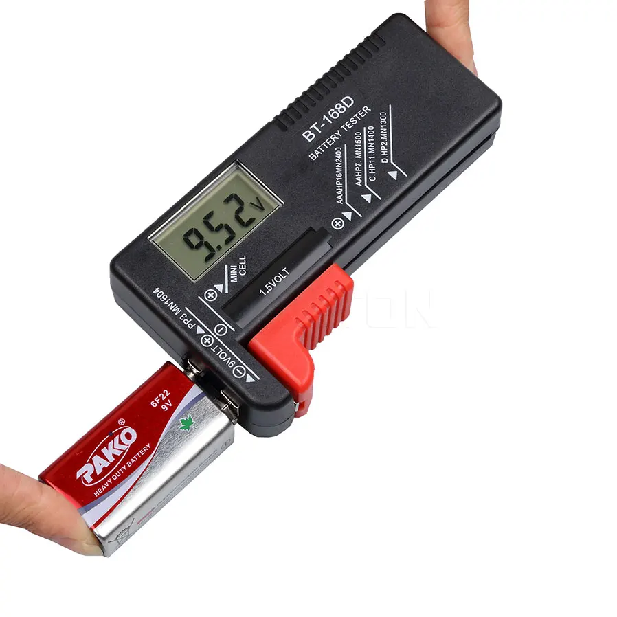 BT-168D Portable Digital Battery Tester Black Battery Power Measuring Instrument for 1.5V Miniature Cells and AA AAA Cell
BT-168D Portable Digital Battery Tester Black Battery Power Measuring Instrument for 1.5V Miniature Cells and AA AAA Cell