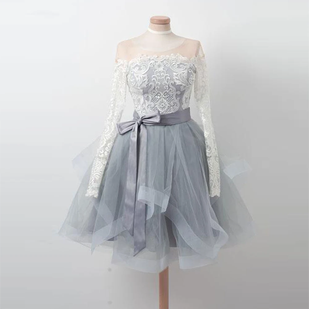 Vintage Long Sleeve Homecoming Dresses 2019 Short Knee Length White Lace Tulle Lady Formal Party Gowns robe de soiree
Vintage Long Sleeve Homecoming Dresses 2019 Short Knee Length White Lace Tulle Lady Formal Party Gowns robe de soiree