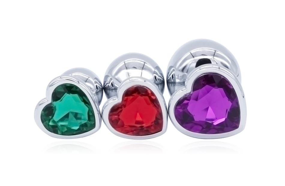 DOMI 3PCS Anal Beads Crystal Jewelry Heart Butt Plug Stimulator Sex Toys Dildo Stainless Steel Anal Plug 3