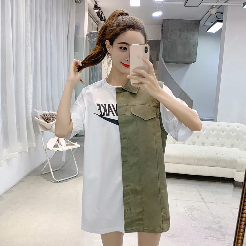 Kpop Korean Fashion Patchwork Women T-shirt Summer New Letter Printing Short Sleeve Tops Ulzzang Casual Schoolgirl Streetwear
Kpop Korean Fashion Patchwork Women T-shirt Summer New Letter Printing Short Sleeve Tops Ulzzang Casual Schoolgirl Streetwear