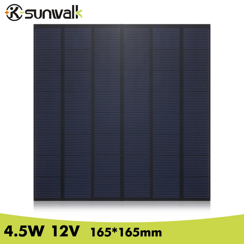 4.5W 12V 380mAh 165*165mm DIY Solar Panel Polycrystalline PET + EVA Laminated Mini Solar Cell for DIY Test and Solar System
4.5W 12V 380mAh 165*165mm DIY Solar Panel Polycrystalline PET + EVA Laminated Mini Solar Cell for DIY Test and Solar System
