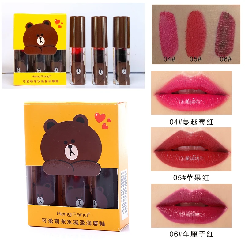 3Pcs/Lot Cute Bear Pigments Red Long-lasting Waterproof Matte Liquid Lipstick Sexy Lip Gloss 2.7gx3 Beauty Makeup Lip Tint Set
3Pcs/Lot Cute Bear Pigments Red Long-lasting Waterproof Matte Liquid Lipstick Sexy Lip Gloss 2.7gx3 Beauty Makeup Lip Tint Set