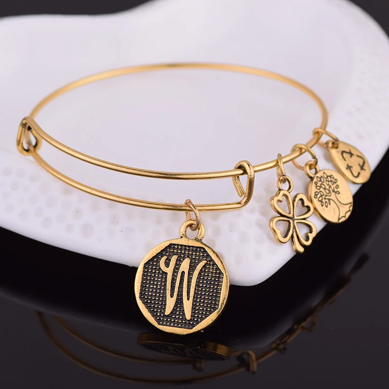 NEW STYLE American Expandable Bracelet Diameter Metallic Ancient Gold A-Z Initial Letter Charm Bracelet Adjustable Wire Bangle
NEW STYLE American Expandable Bracelet Diameter Metallic Ancient Gold A-Z Initial Letter Charm Bracelet Adjustable Wire Bangle
