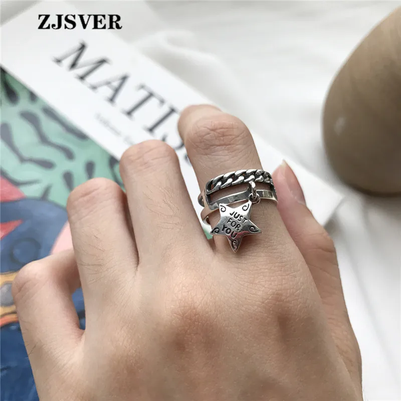 ZJSVER Korean Jewelry 925 Sterling Silver Rings Bohemia Style Double Layer Star Chain Adjustable Women Ring For Party Present
ZJSVER Korean Jewelry 925 Sterling Silver Rings Bohemia Style Double Layer Star Chain Adjustable Women Ring For Party Present