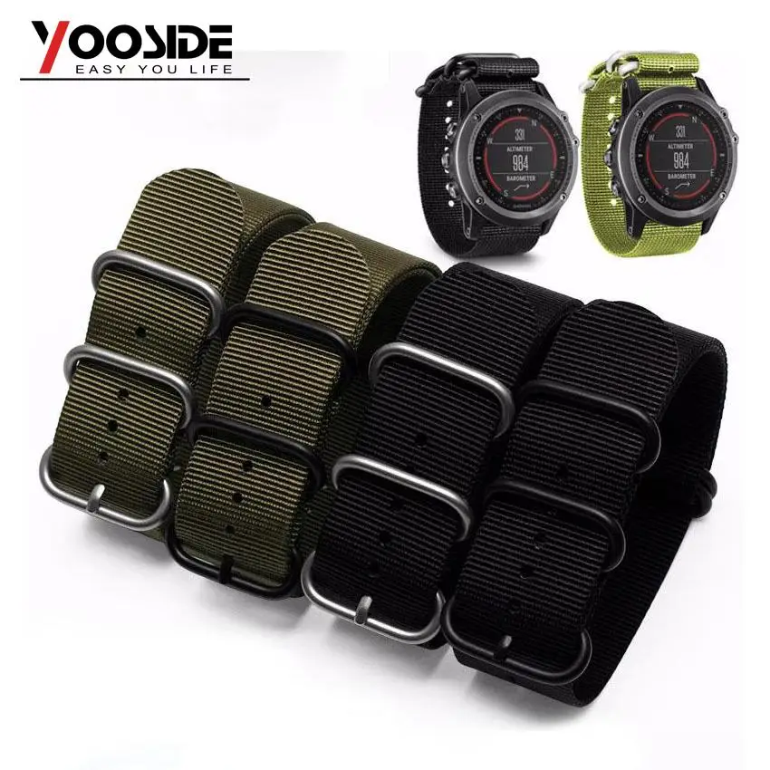 26 мм нейлоновый ремешок с 5 кольцами длинный для часов Nato Garmin Fenix 5X/Fenix 5X Plus/ 3 / HR