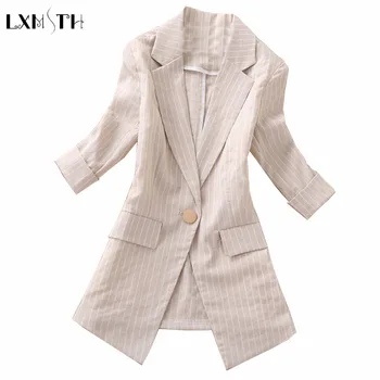 LXMSTH Summer 2019 Female Blazer jackets Three Quarter Single Button Slim Striped Women Casual Blazers And Jackets Big Size Coat
LXMSTH Summer 2019 Female Blazer jackets Three Quarter Single Button Slim Striped Women Casual Blazers And Jackets Big Size Coat