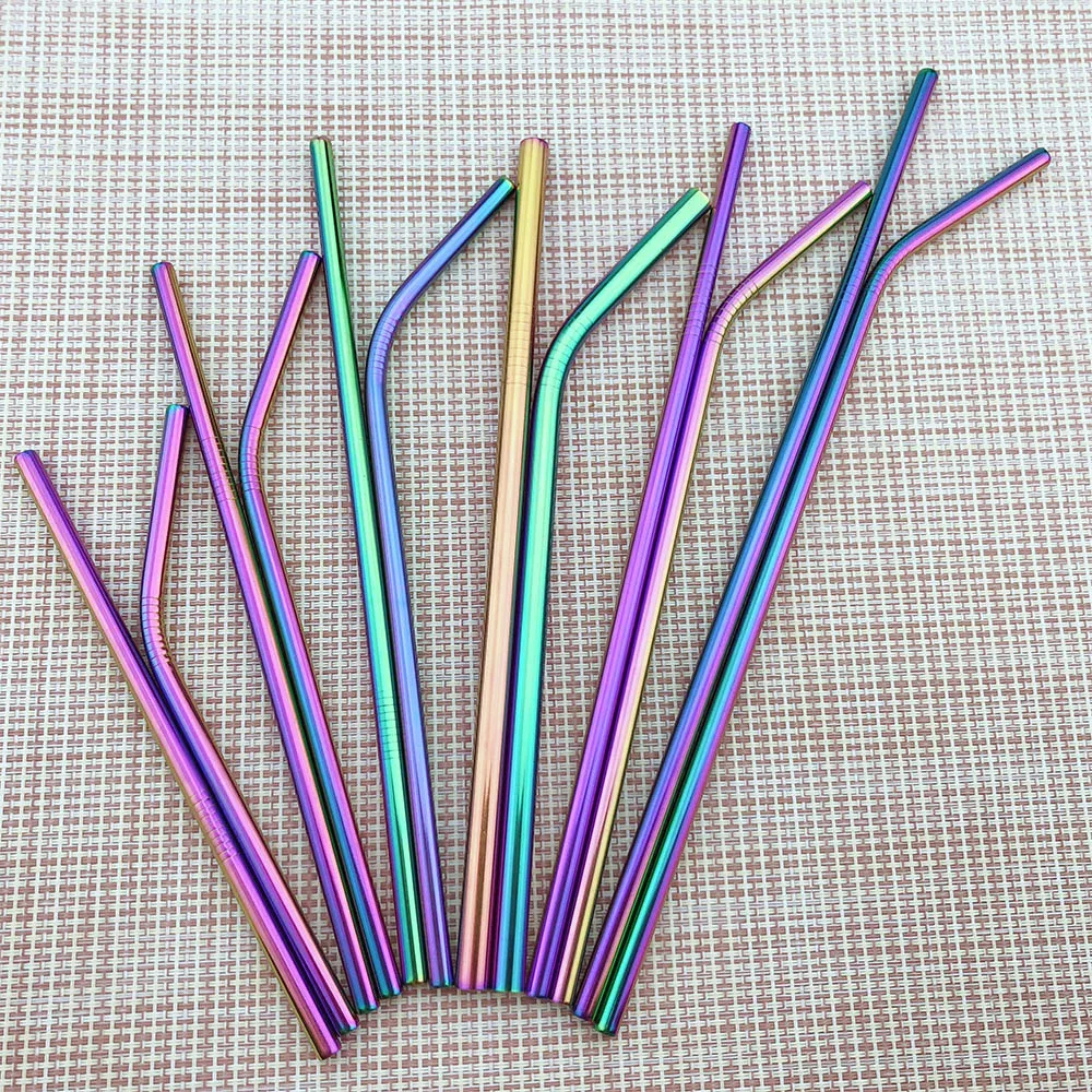 New Rainbow 4pcs Reusable Metal Drinking Straws Colorful Stainless Steel Straight Bent With Cleaning Brush Bar Party Accessory
New Rainbow 4pcs Reusable Metal Drinking Straws Colorful Stainless Steel Straight Bent With Cleaning Brush Bar Party Accessory