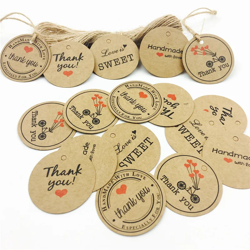 Christmas Wedding Gift Tags Price Label Tags Khaki Craft Hang Cards Tags Transer 100 PCS Kraft Paper Tags