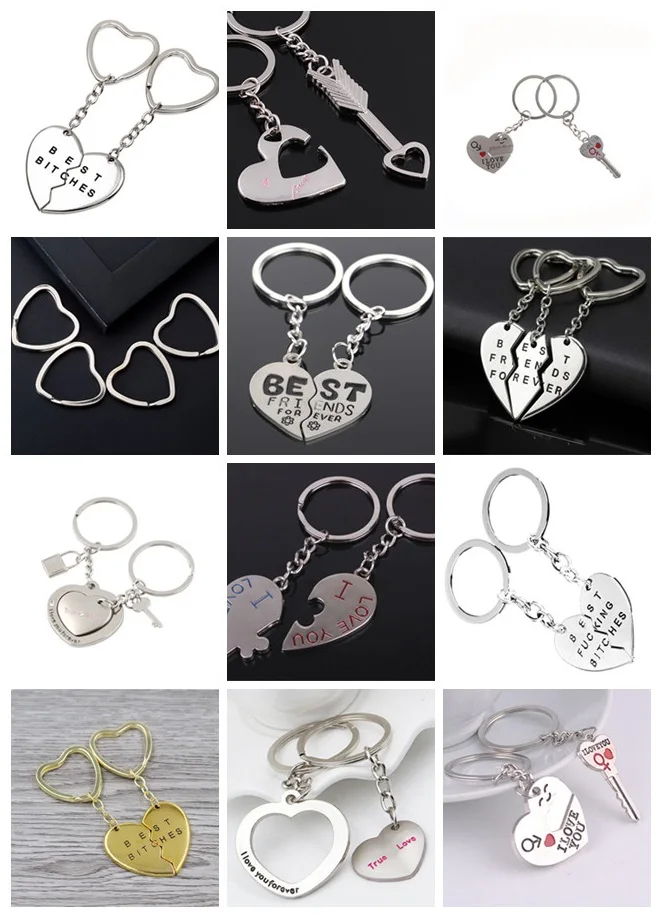Heart Key Ring Lovers Key Chain 1 Pair Couple Valentine