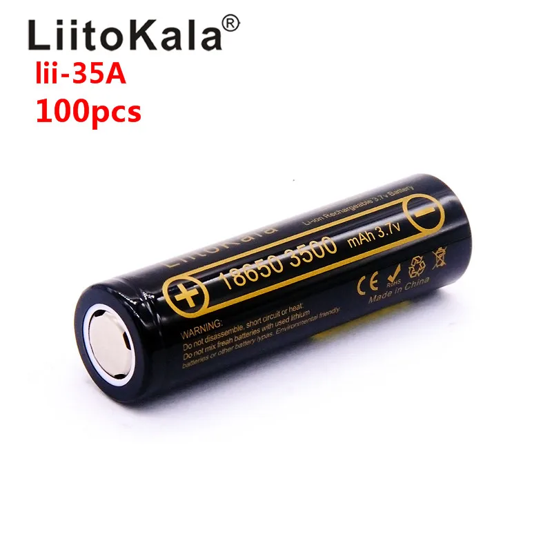 Wholesale 100pcs 100% Original LiitoKala Lii-35A 3.7V 3500mAh 10A Discharging Rechargeable Battery Flashlight batteries
Wholesale 100pcs 100% Original LiitoKala Lii-35A 3.7V 3500mAh 10A Discharging Rechargeable Battery Flashlight batteries