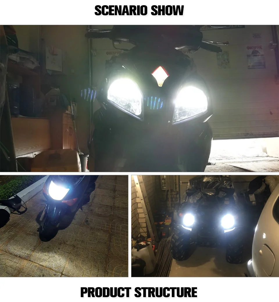 Foxcncar H4 P43t HS1 LED Motorcycle Headlight Bulbs 1000Lm HL 12V COB 18650 Chip Scooter Accessories Moto DRL Lights For Suzuki (7)