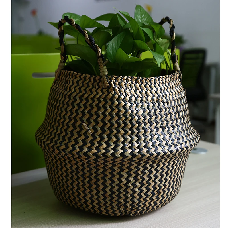 WHISM Black Natural Seagrass Belly Basket Flower Pots Straw Planter Folding Laundry Basket Container Home Room Floor Decor Vase
WHISM Black Natural Seagrass Belly Basket Flower Pots Straw Planter Folding Laundry Basket Container Home Room Floor Decor Vase