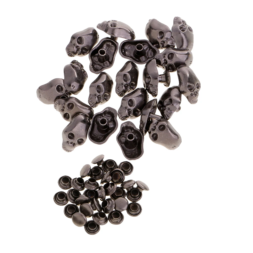 80 Sets Gothic Punk Skeleton Skull Head Studs Punk Rivets for Bag Shoes Leathercraft Leather Decor