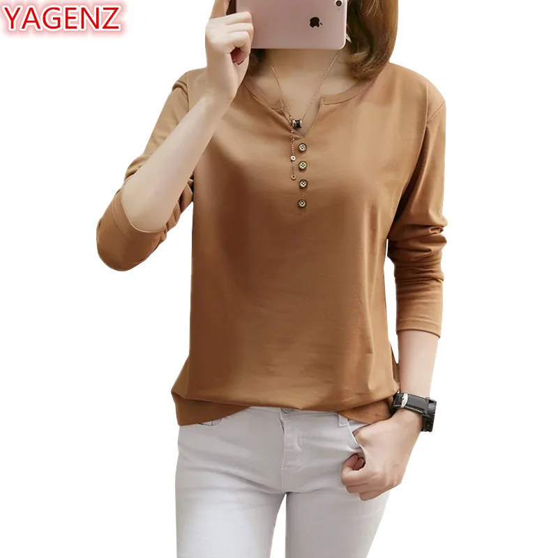 YAGENZ Fashion Spring Autumn Womens T-shirt Tops Plus size 5XL Loose Casual Long sleeve Female students T-shirt primer shirt 908
YAGENZ Fashion Spring Autumn Womens T-shirt Tops Plus size 5XL Loose Casual Long sleeve Female students T-shirt primer shirt 908