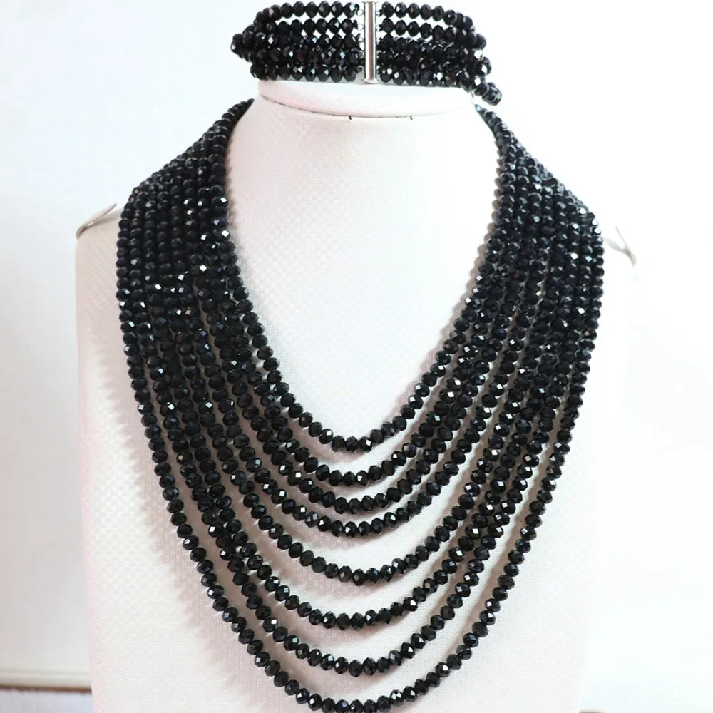 Hot sale black crystal glass 4x6mm beads 8 rows chain necklace 5 rows bracelet jewelry set B849
Hot sale black crystal glass 4x6mm beads 8 rows chain necklace 5 rows bracelet jewelry set B849