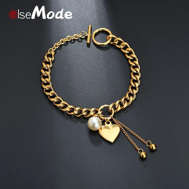 ELSEMODE Gold Love Heart Charm Imitation Pearl Link Chain Bracelets Handmade Beads Bracelet for Women Gifts Jewelry Accessory
ELSEMODE Gold Love Heart Charm Imitation Pearl Link Chain Bracelets Handmade Beads Bracelet for Women Gifts Jewelry Accessory