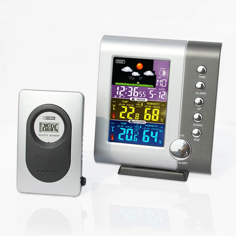 Digital Wireless Colorful LCD Display Indoor Outdoor Thermometer Hygrometer Weatherstation Clock Digitale Room Temperature Meter
Digital Wireless Colorful LCD Display Indoor Outdoor Thermometer Hygrometer Weatherstation Clock Digitale Room Temperature Meter