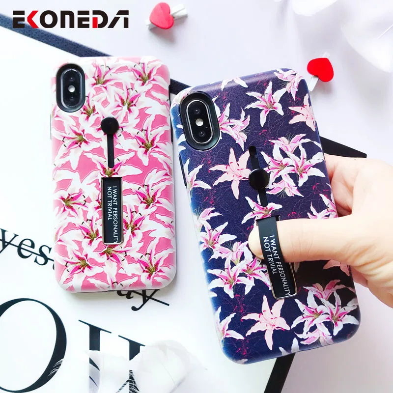 EKONEDA Hidden Stand Case For iPhone XR Case Finger Ring Relief Lily Floral Case For iPhone X XS Max 6S 7 8 Plus Cover
EKONEDA Hidden Stand Case For iPhone XR Case Finger Ring Relief Lily Floral Case For iPhone X XS Max 6S 7 8 Plus Cover
