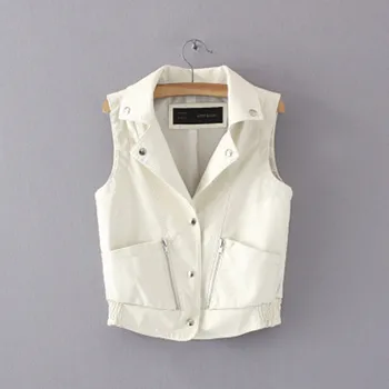 Casual Women Autumn Winter Vest PU Black White Motorcycle Style Female Coat Vest Turn Down Collar Lady Crop Top
Casual Women Autumn Winter Vest PU Black White Motorcycle Style Female Coat Vest Turn Down Collar Lady Crop Top