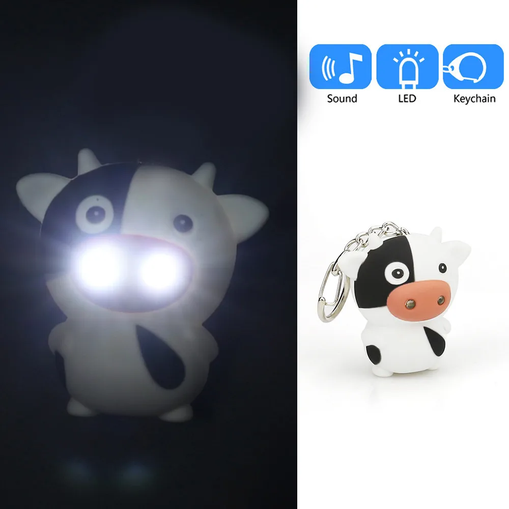 Fashion Flashlight Cute Cartoon Cow Keychain With LED Light Sound Keyfob Kids Toy High Quality Gift KeyringKids Toy Gift A521
Fashion Flashlight Cute Cartoon Cow Keychain With LED Light Sound Keyfob Kids Toy High Quality Gift KeyringKids Toy Gift A521