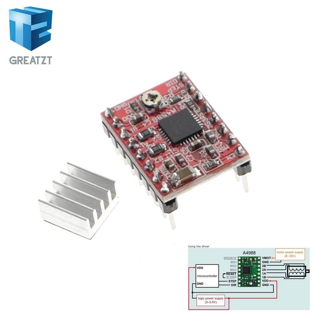 GREATZT CNC 3D Printer Parts Accessory Reprap pololu A4988 Stepper Motor Driver Module with Heatsink for ramps 1.4 Free Shipping
GREATZT CNC 3D Printer Parts Accessory Reprap pololu A4988 Stepper Motor Driver Module with Heatsink for ramps 1.4 Free Shipping