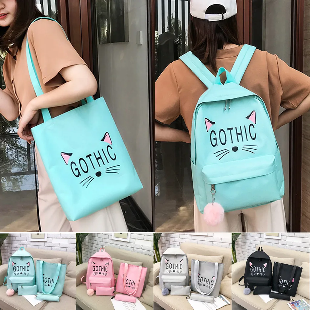 4Pcs Women Backpack Women Leisure Back Pack Korean Ladies Cat Canvas Hand Bag Shoulder Bag Crossbody Bag Pencil Case Package #15
4Pcs Women Backpack Women Leisure Back Pack Korean Ladies Cat Canvas Hand Bag Shoulder Bag Crossbody Bag Pencil Case Package #15