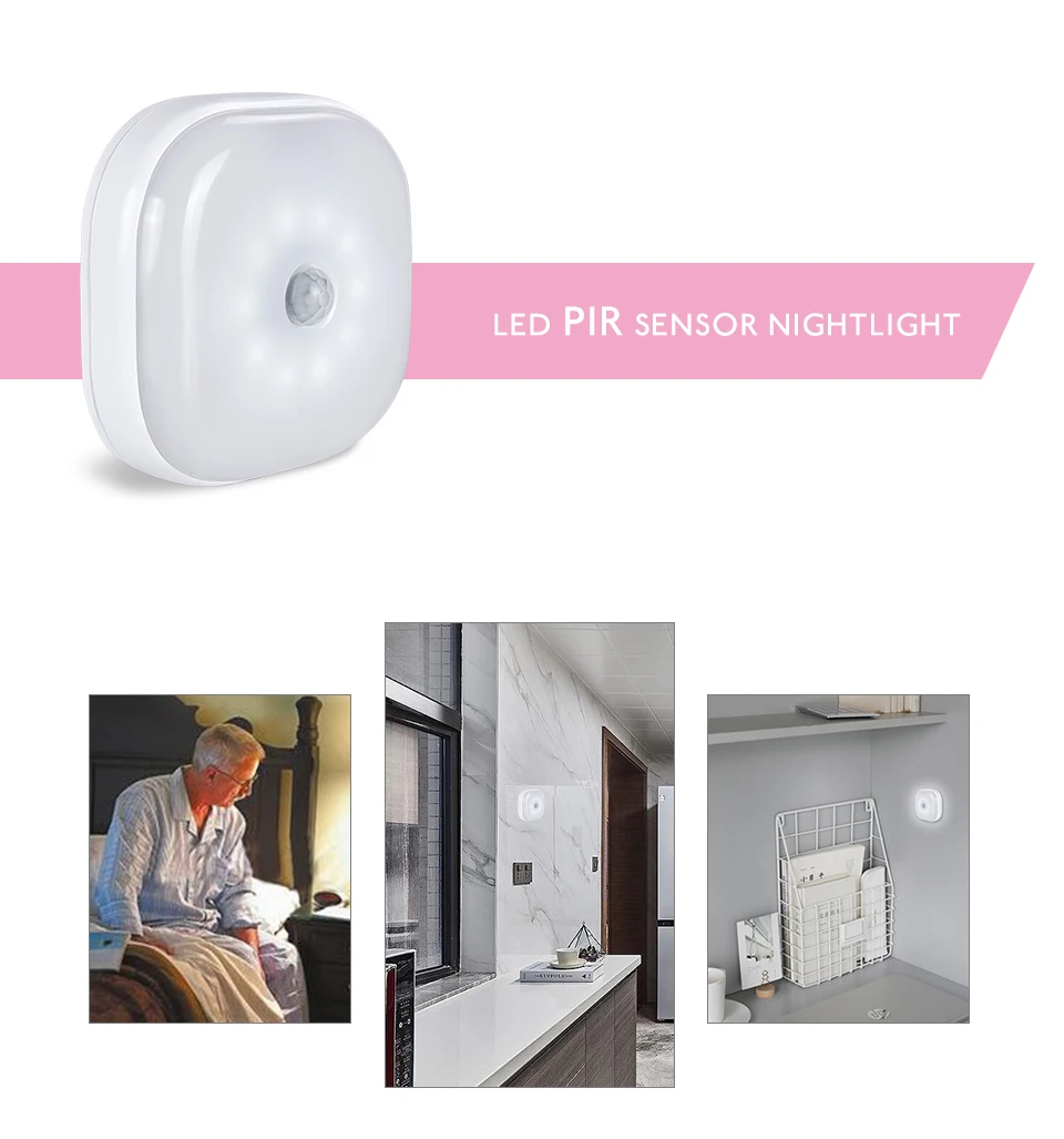 AAA Battery Powered LED Under Cabinet Lights PIR Motion Sensor Lamp Bedroom Quarto Detecteur Lumiere Indoor Lighting Detector (1)