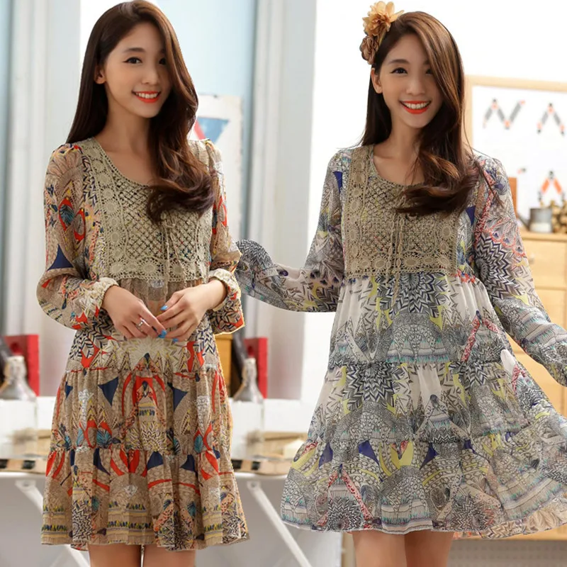 F~3XL Plus Size Spring Autumn Women Vintage Bohemian Print Crochet Lace Dress Ladies Female Long Sleeve Chiffon Ruffles Dresses
F~3XL Plus Size Spring Autumn Women Vintage Bohemian Print Crochet Lace Dress Ladies Female Long Sleeve Chiffon Ruffles Dresses
