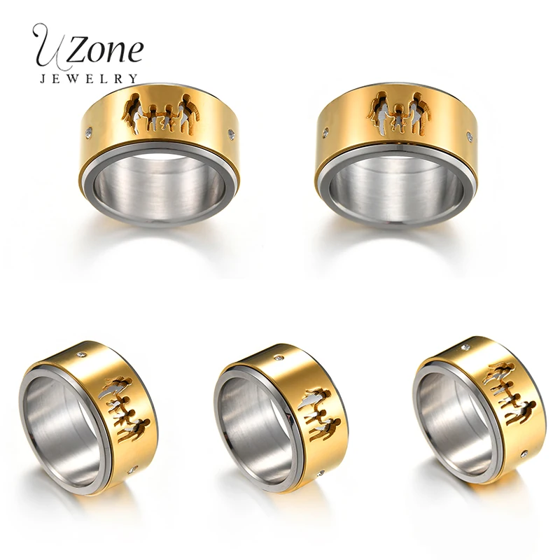 UZone Happy Family Ring Father Mother Boy Girl 316L Stainless Steel Rotatable Ring Hollow Jewelry For Men Women Drop Shipping
UZone Happy Family Ring Father Mother Boy Girl 316L Stainless Steel Rotatable Ring Hollow Jewelry For Men Women Drop Shipping