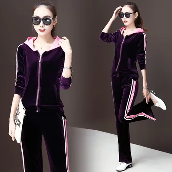 Leisure Velvet Women's 2 Pieces Outfits Zipper Hooded Tops and Spilt Sweat Pants Tracksuit Set Female Sportwear M-3XL
Leisure Velvet Women's 2 Pieces Outfits Zipper Hooded Tops and Spilt Sweat Pants Tracksuit Set Female Sportwear M-3XL