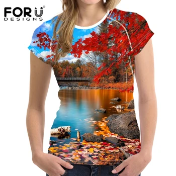 FORUDESIGNS Fashion Women T Shirts Tees Tops Girl's Summer Basic Tshirt 3D Autumn Scenery Tree Printing Feminina Shirts Clothes
FORUDESIGNS Fashion Women T Shirts Tees Tops Girl's Summer Basic Tshirt 3D Autumn Scenery Tree Printing Feminina Shirts Clothes
